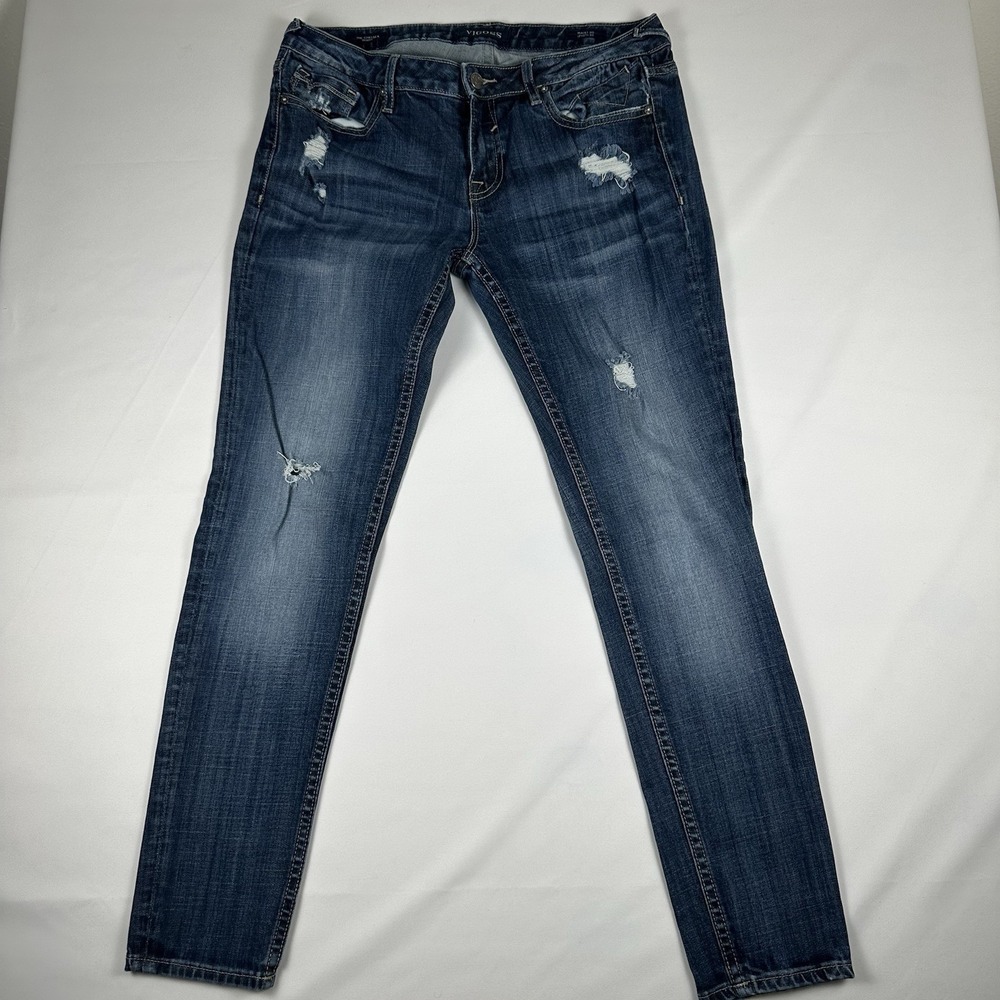 Vigoss Jeans Women's Size 30 The Chelsea Skinny Blue Denim Rhinestones